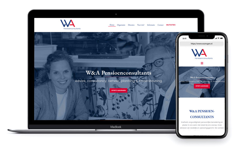 Website WA Pensioen Consultants