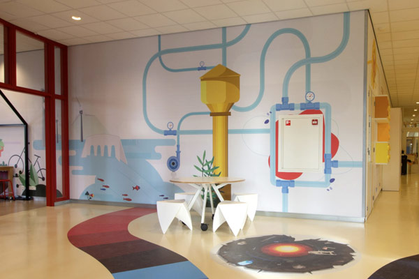 Muur illustratie techlab